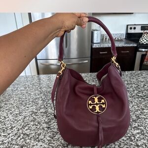 Tory Burch Plum Leather Hobo Bag